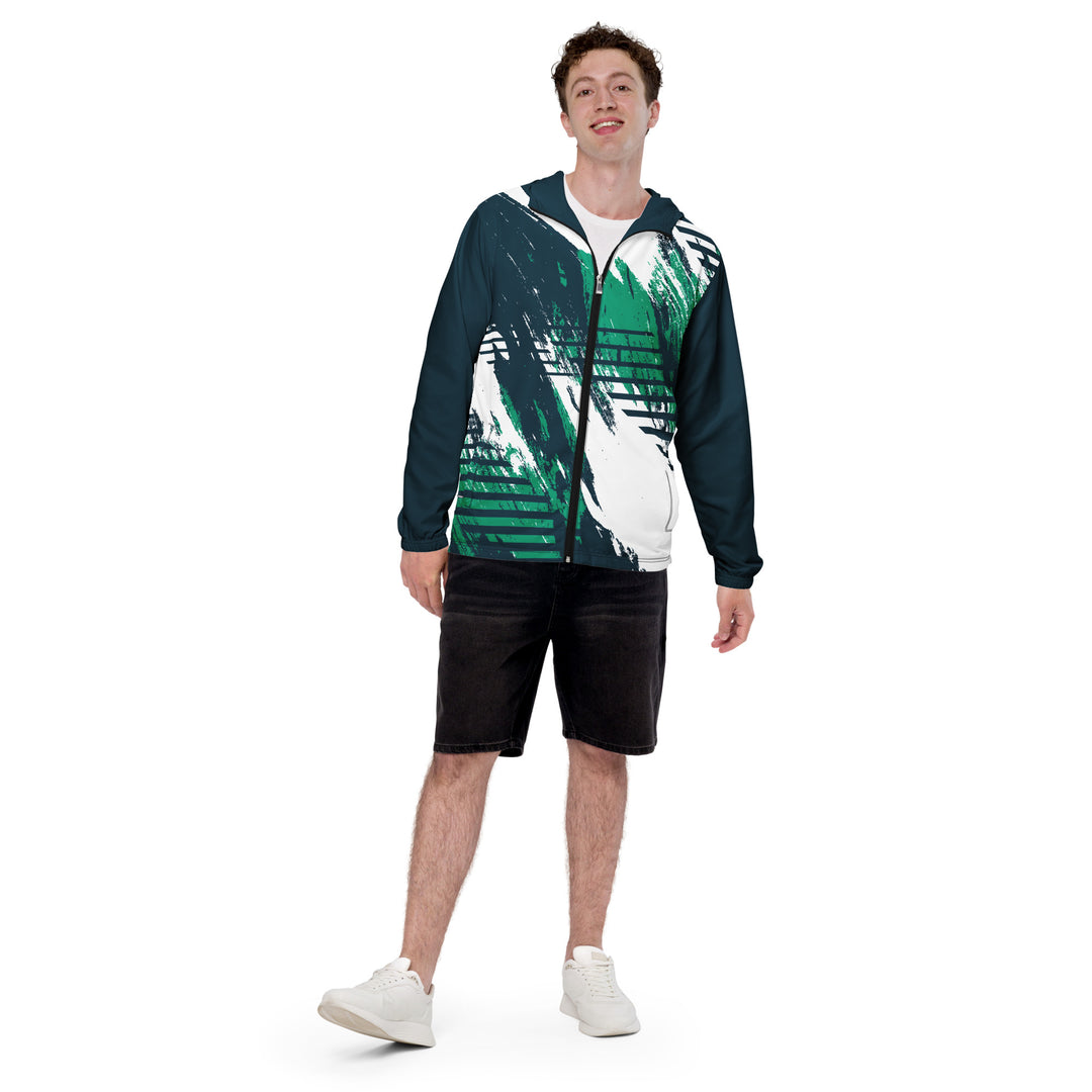 Men’s Windbreaker - White-Green Path