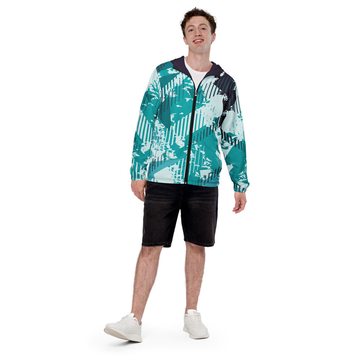 Men’s Windbreaker - Turquoise-White Tracks