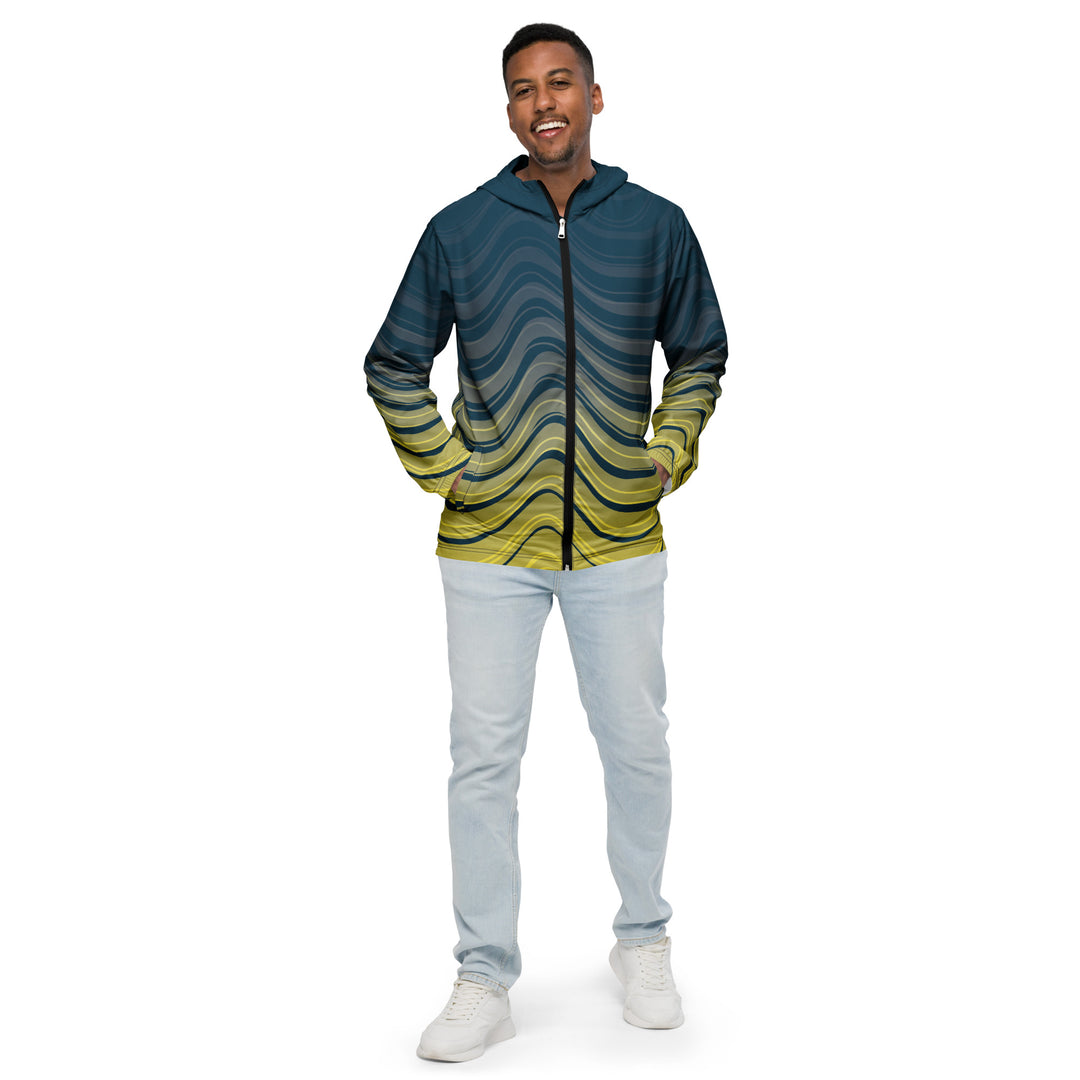 Men’s Windbreaker - Yellow-Blue Wave