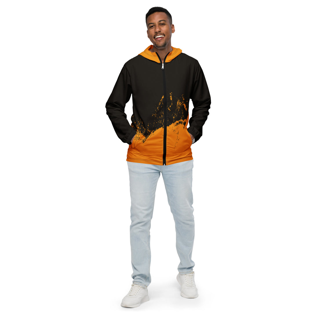 Men’s Windbreaker - Black-Orange Grunge