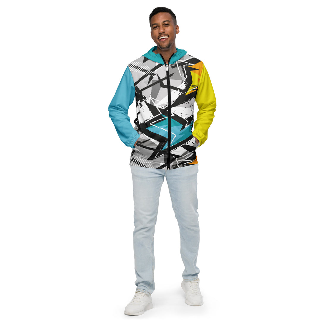 Men’s Windbreaker - Turquoise-Grey Comic