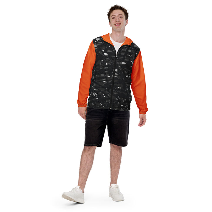 Men’s Windbreaker - Black-Orange Shards