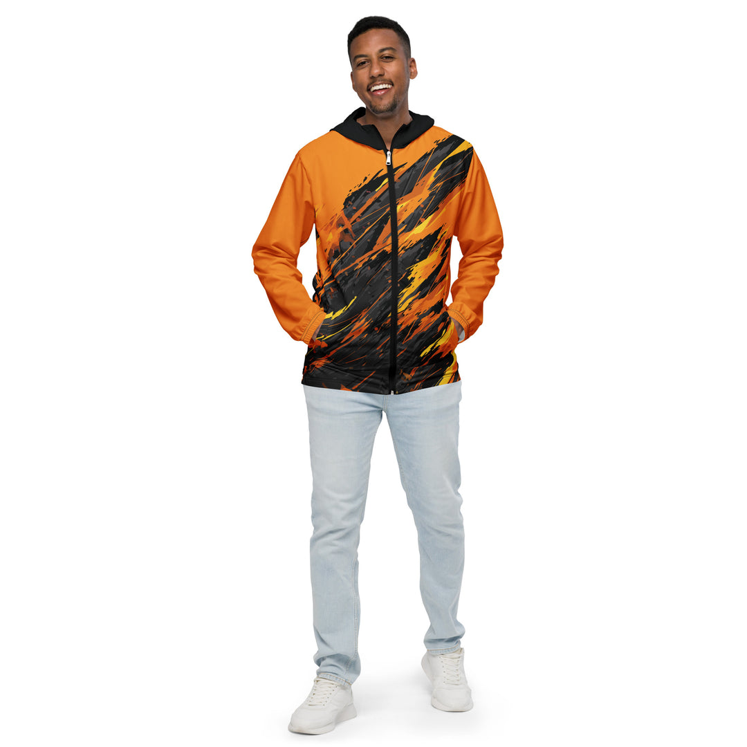 Men’s Windbreaker - Black-Orange Scratch