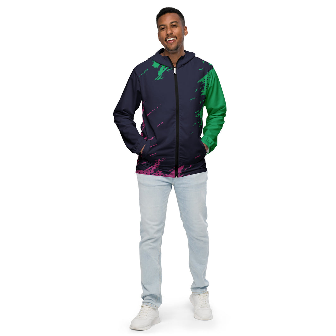 Men’s Windbreaker - Black-Green Splash