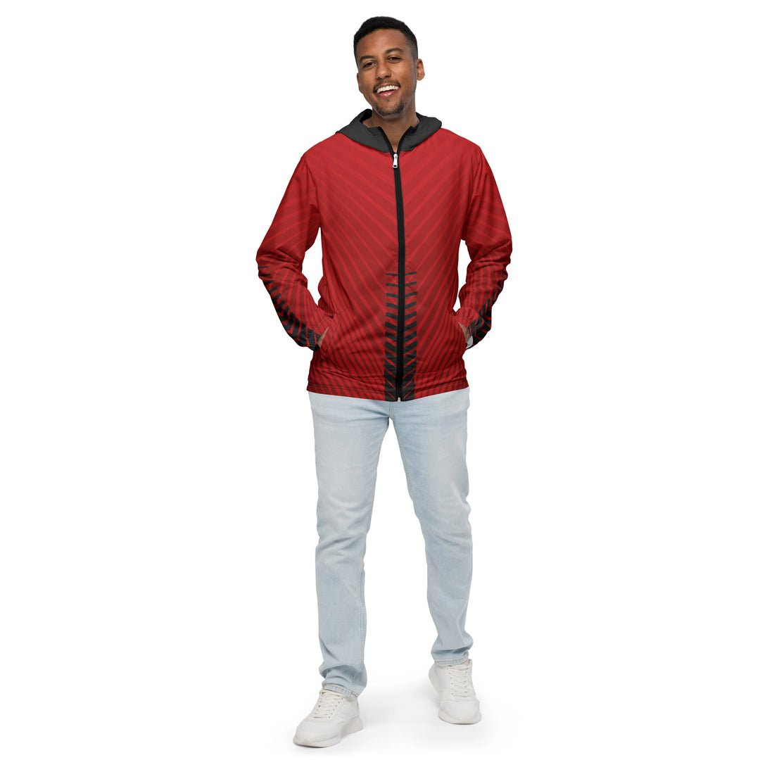 Men’s Windbreaker - Red-Grey Arrow