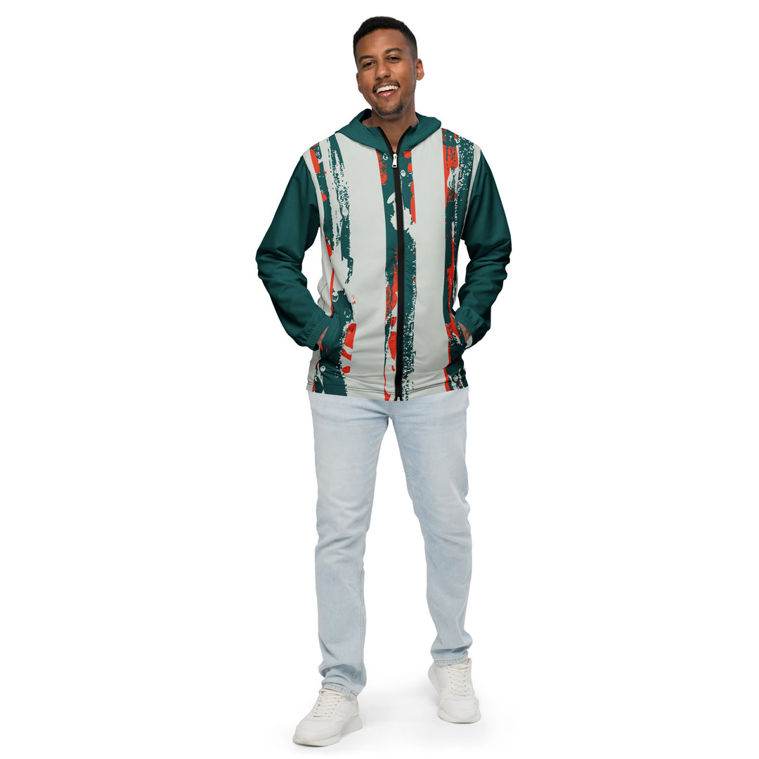 Men’s Windbreaker - Green-Grey Bar