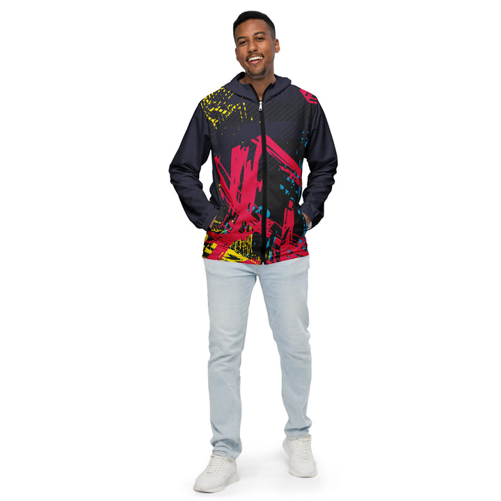 Men’s Windbreaker - Grey-Pink Graffiti