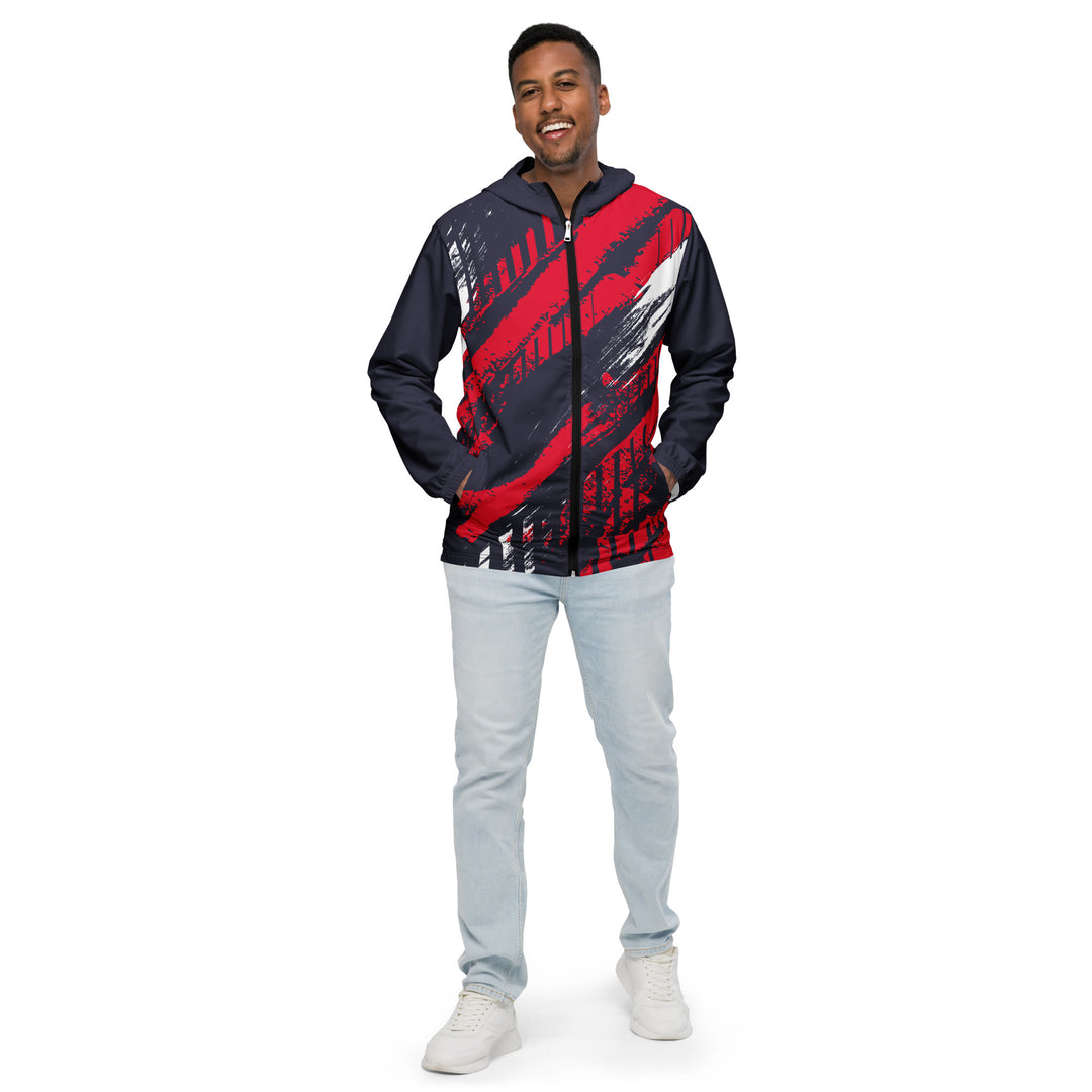 Men’s Windbreaker - Grey-Red Rush