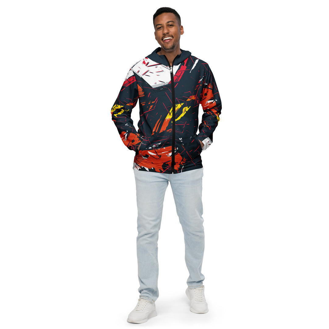 Men’s Windbreaker - Grey-Red Conflict