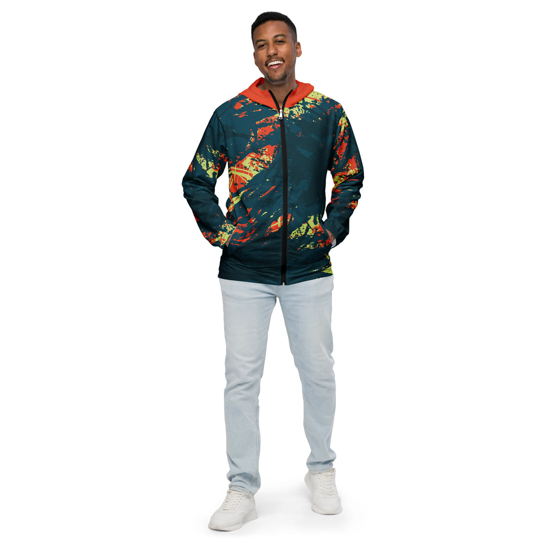 Men’s Windbreaker - Green-Orange Flare