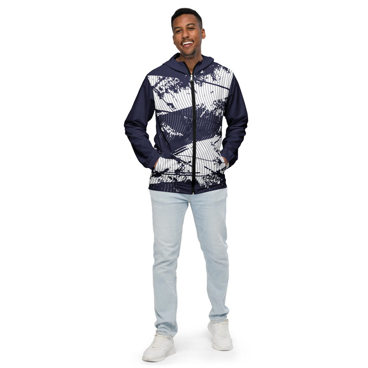 Men’s Windbreaker - White-Blue Curve