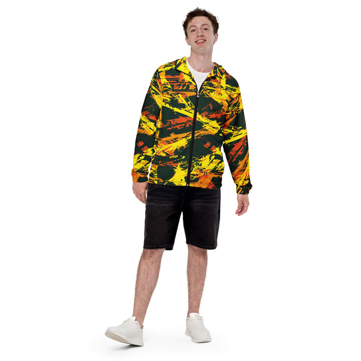 Men’s Windbreaker - Black-Yellow Script