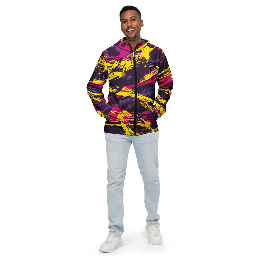 Men’s Windbreaker - Purple-Yellow Script