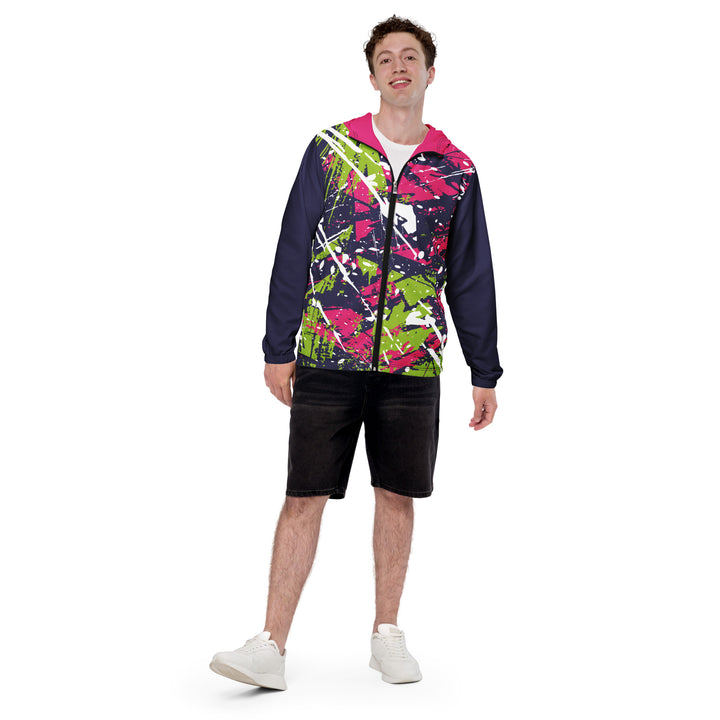 Men’s Windbreaker - Green-Pink Wreck