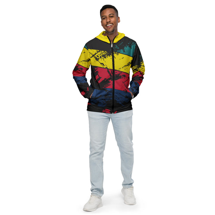 Men’s Windbreaker - Yellow-Blue Curve