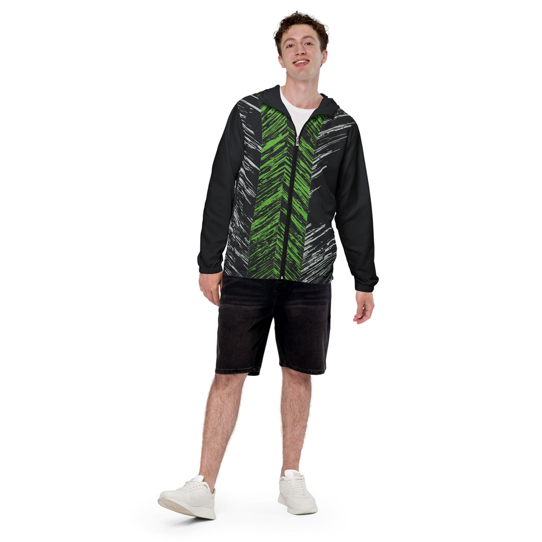 Men’s Windbreaker - Black-Green Tracks