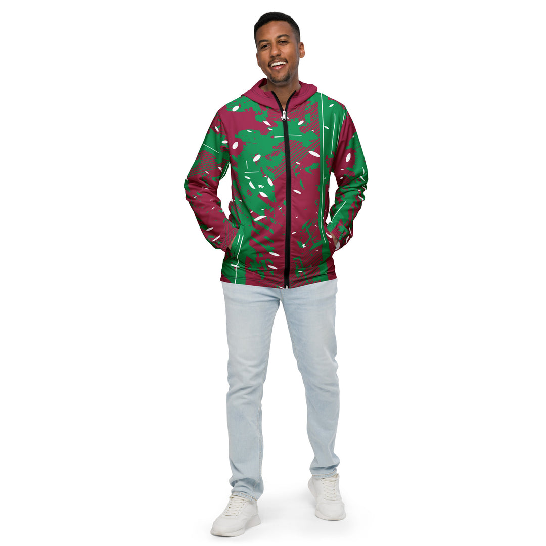 Men’s Windbreaker - Red-Green Piece