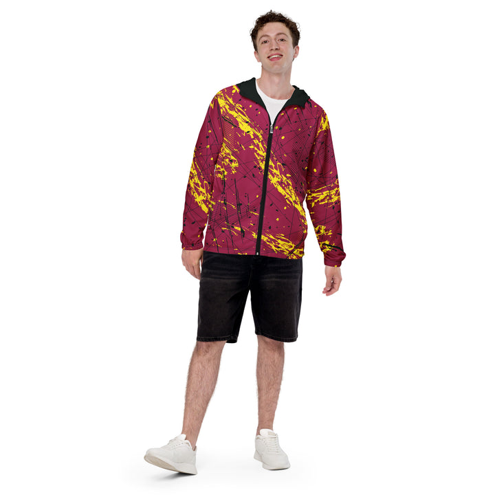 Men’s Windbreaker - Red-Yellow Net