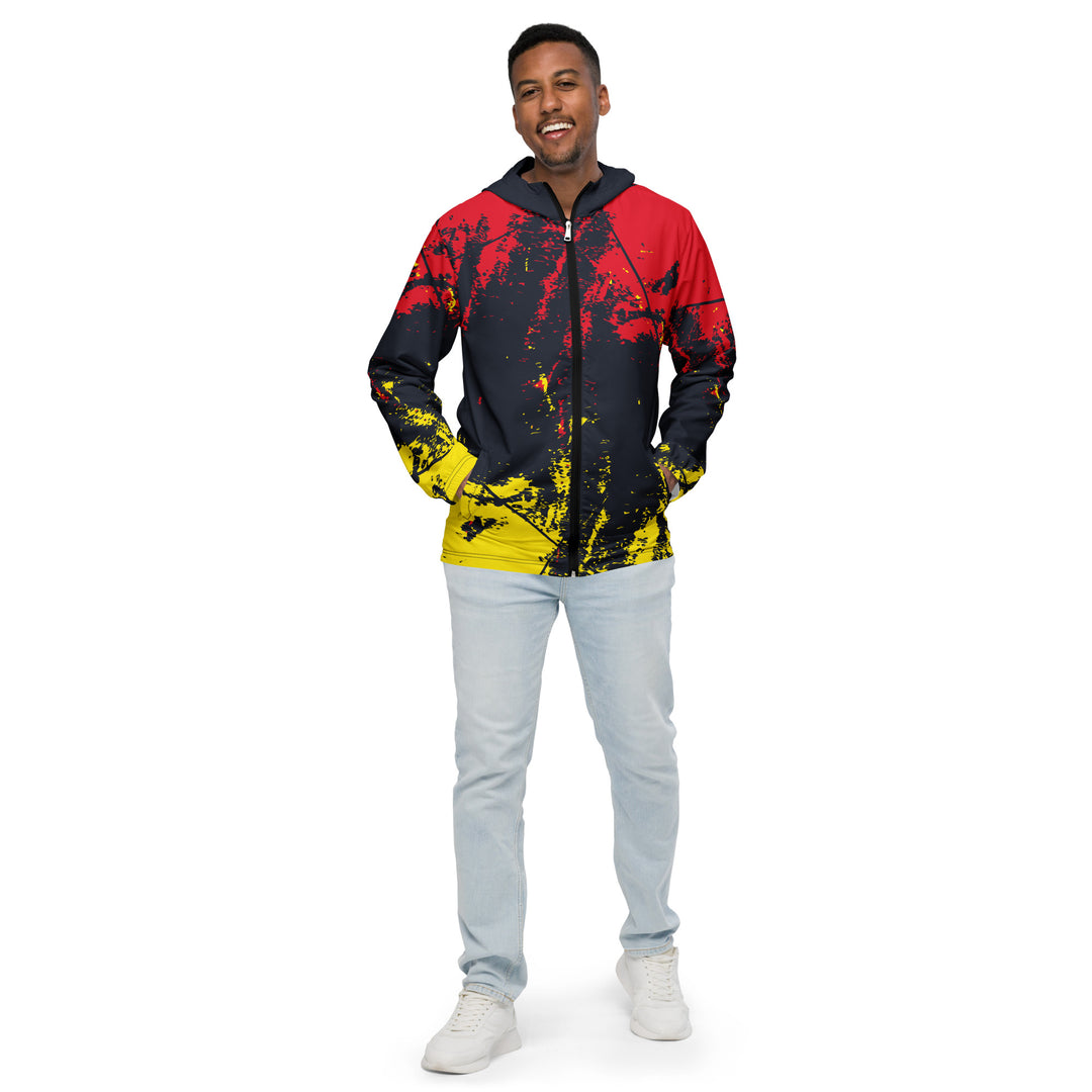 Men’s Windbreaker - Black-Red Brush