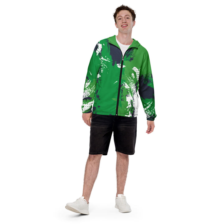 Men’s Windbreaker - Green-White Brush