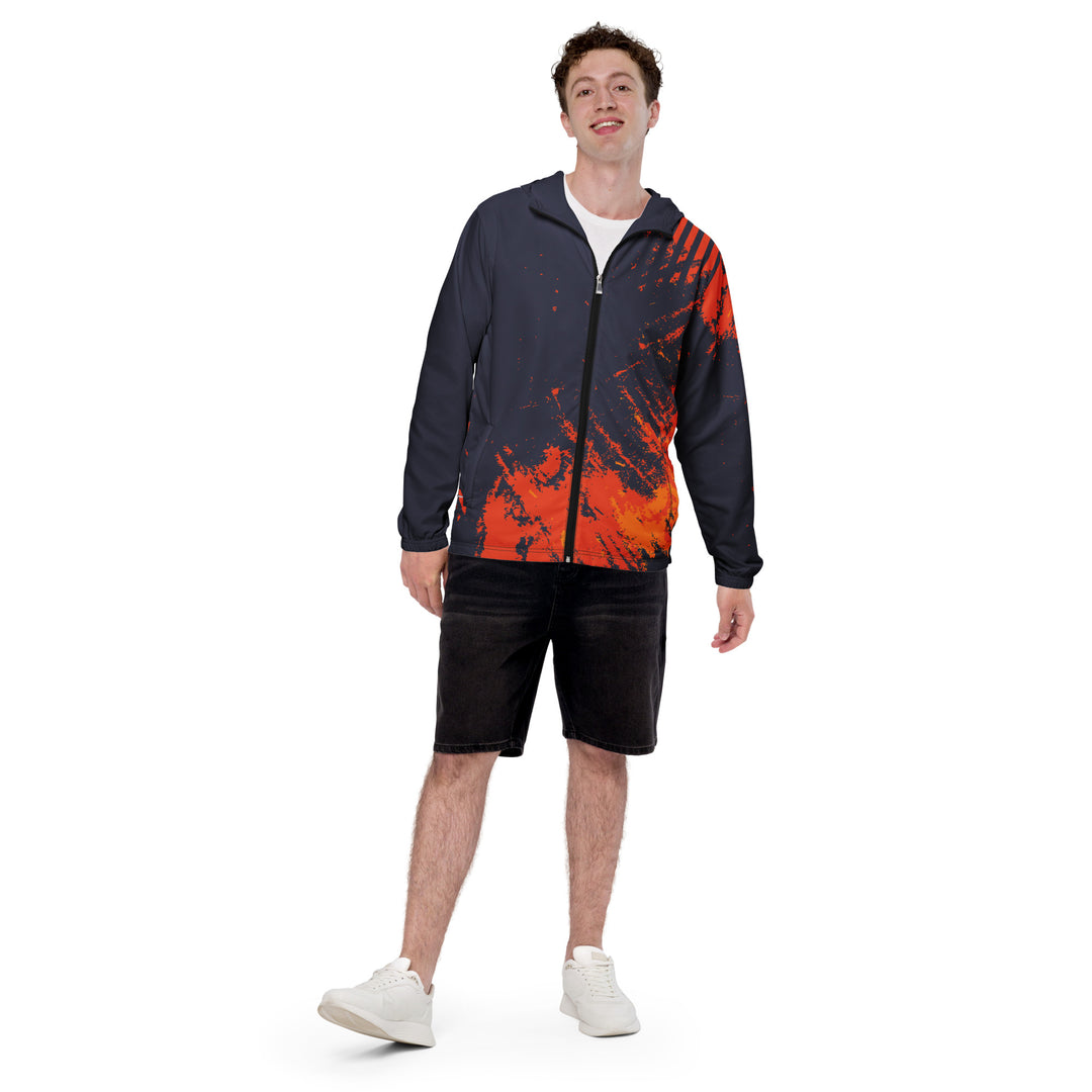 Men’s Windbreaker - Grey-Orange Grunge