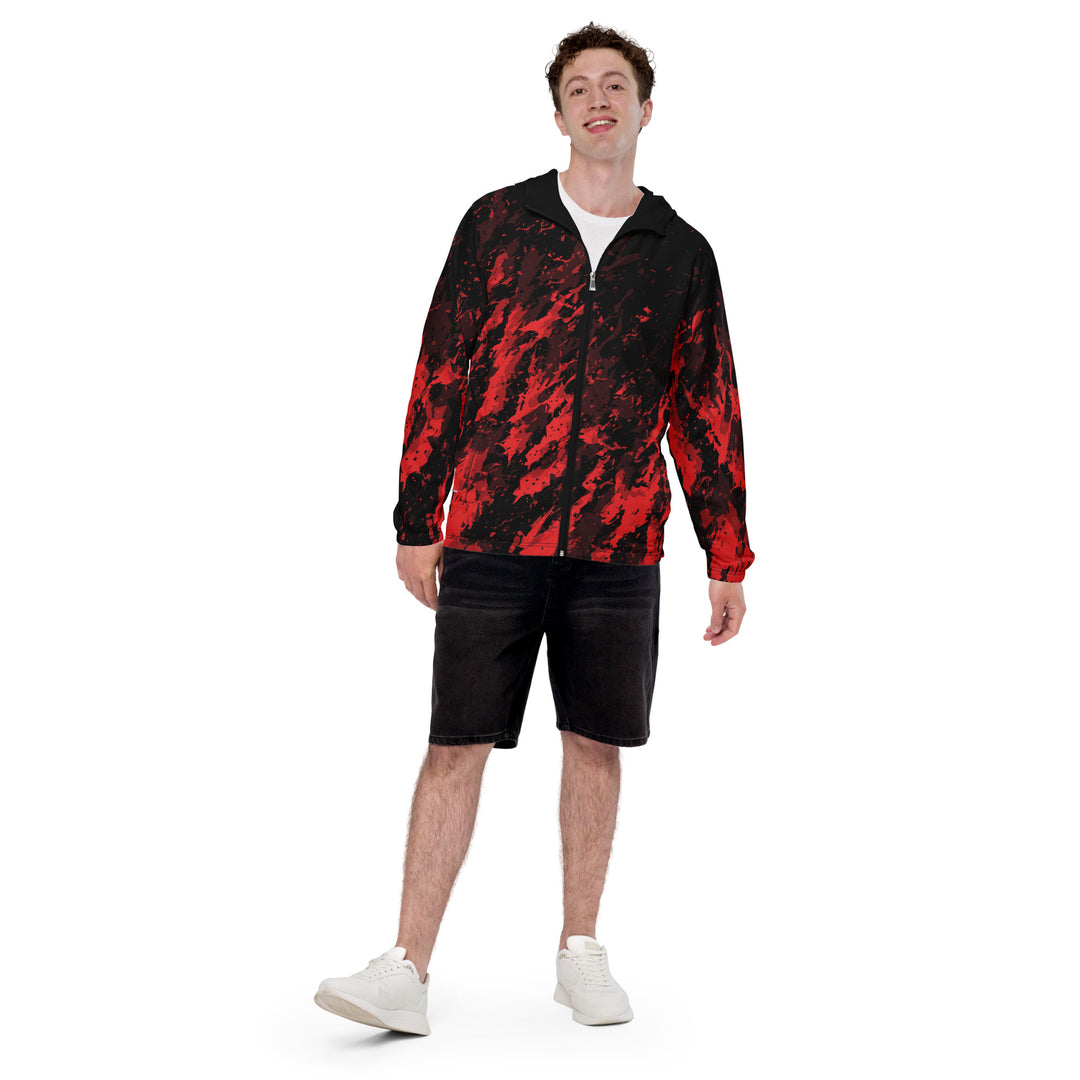 Men’s Windbreaker - Black-Red Splatter