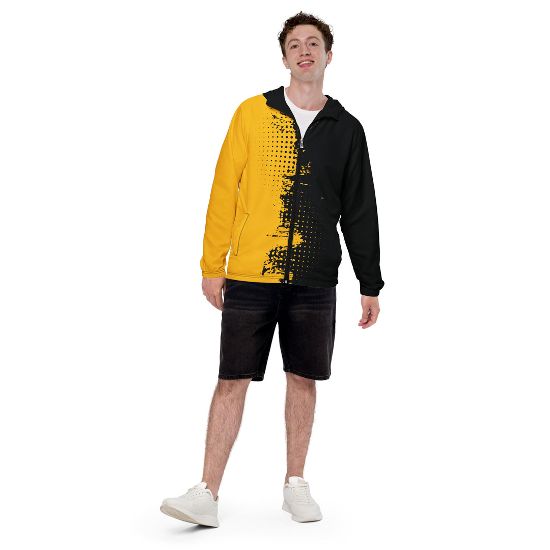 Men’s Windbreaker - Black-Yellow Grunge