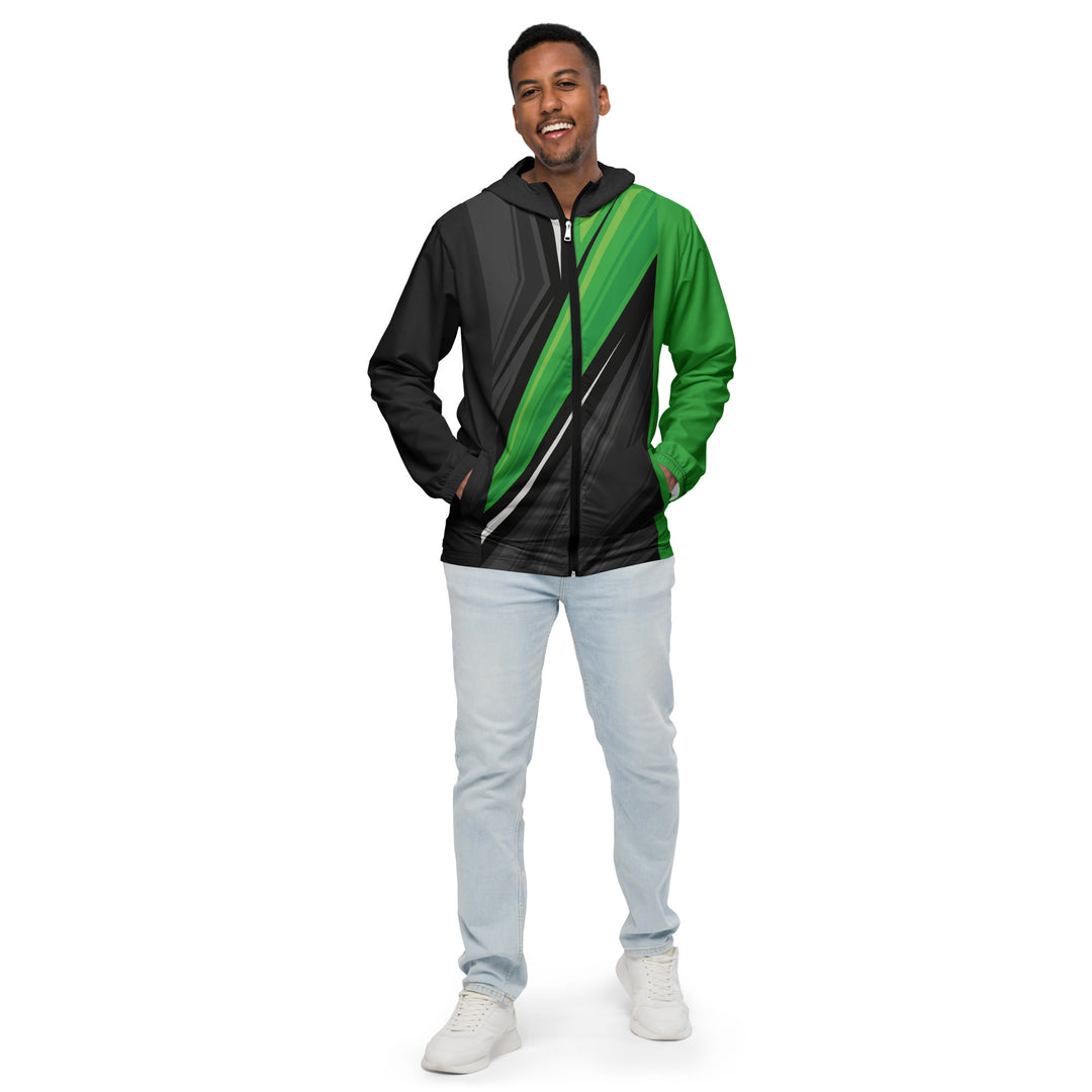 Men’s Windbreaker - Black-Green Stalk