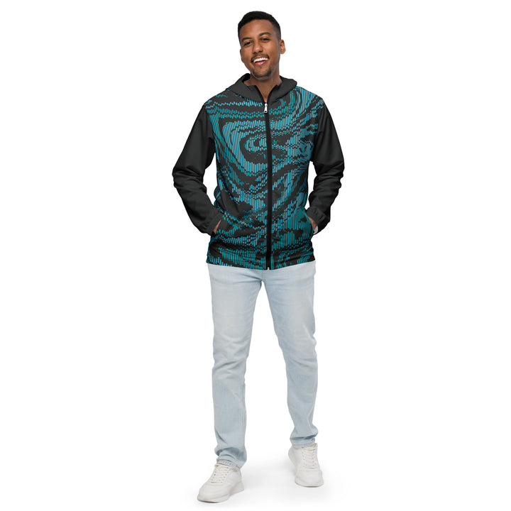 Men’s Windbreaker - Turquoise-Grey Scramble