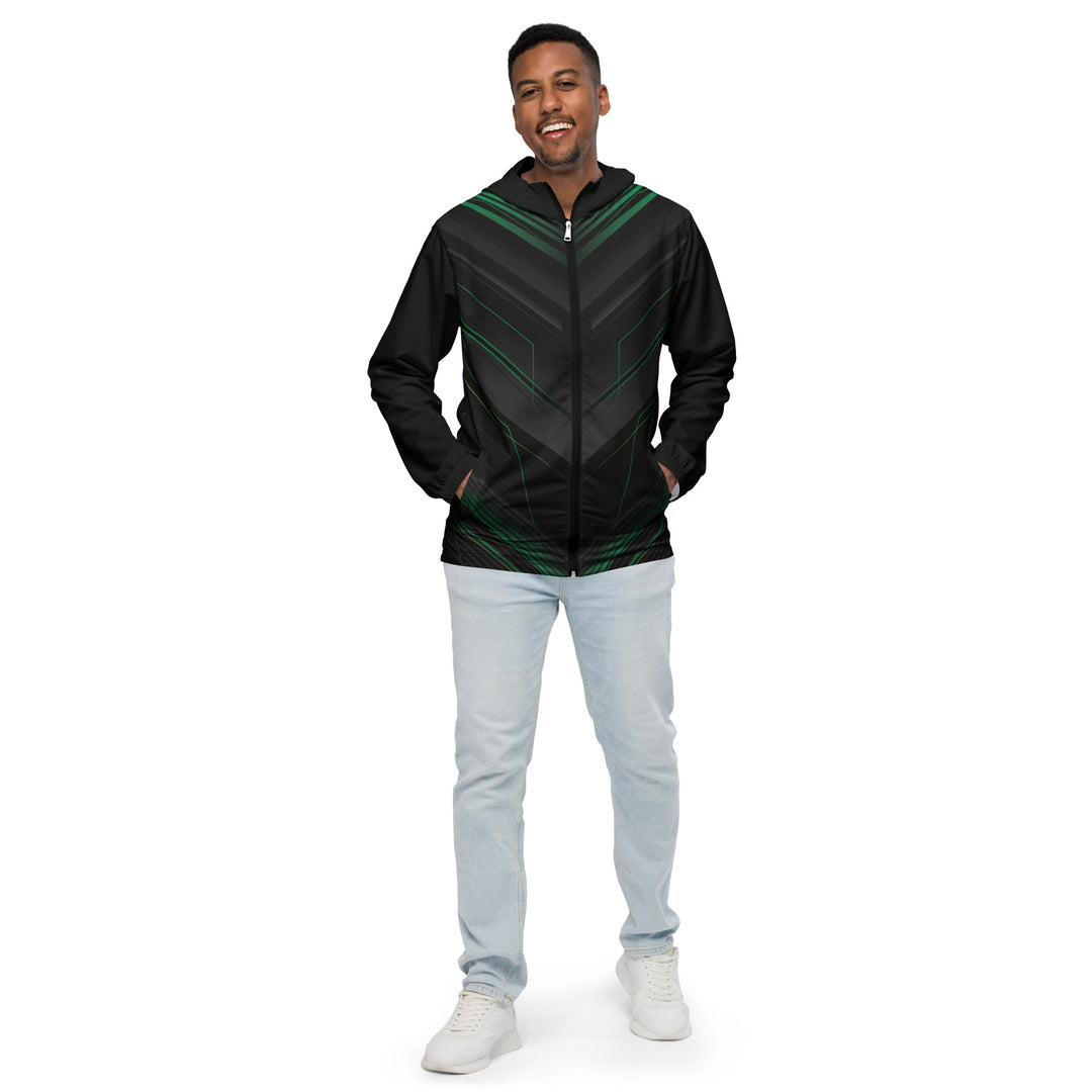 Men’s Windbreaker - Black-Green Engine