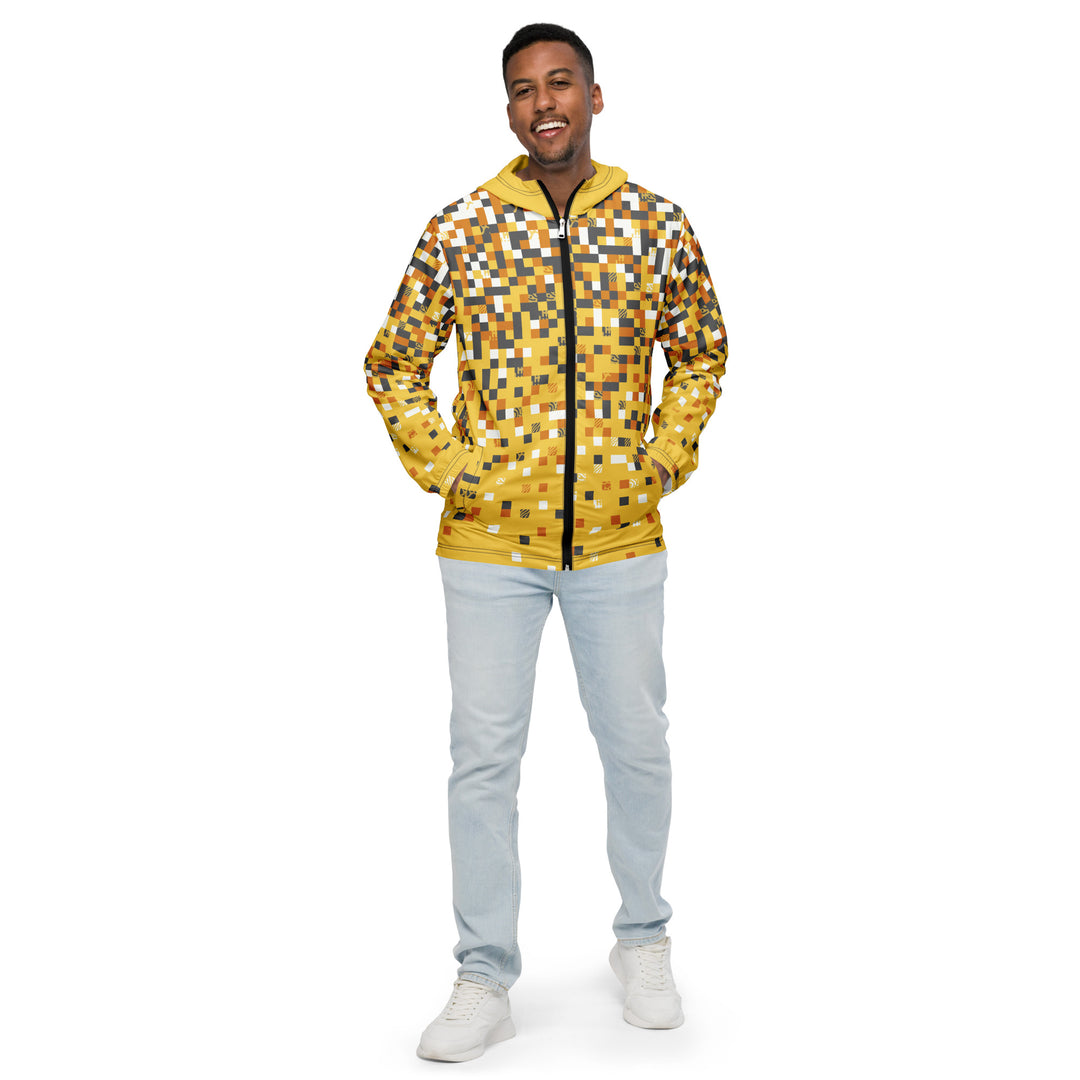 Men’s Windbreaker - Yellow-Grey Pixel