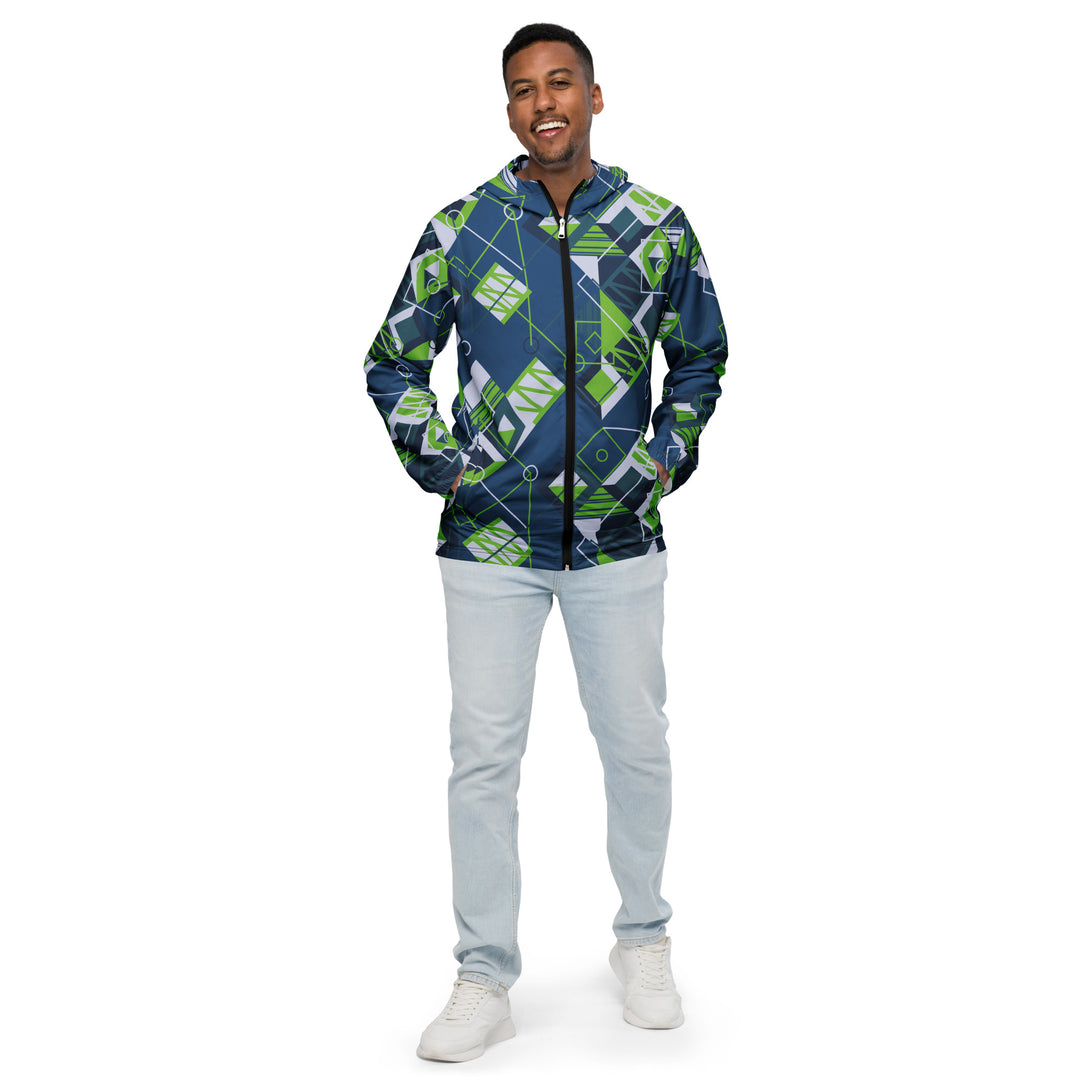 Men’s Windbreaker - Blue-Green Doodle