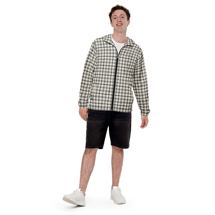 Men’s Windbreaker - Beige-Green Lattice