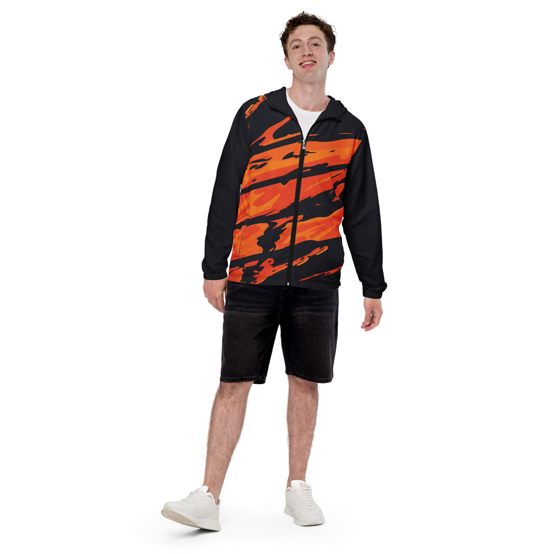 Men’s Windbreaker - Black-Orange Angle