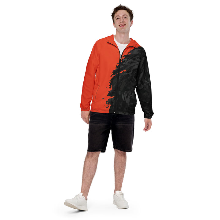 Men’s Windbreaker - Black-Orange Wave