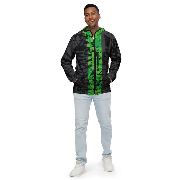 Men’s Windbreaker - Black-Green Bar