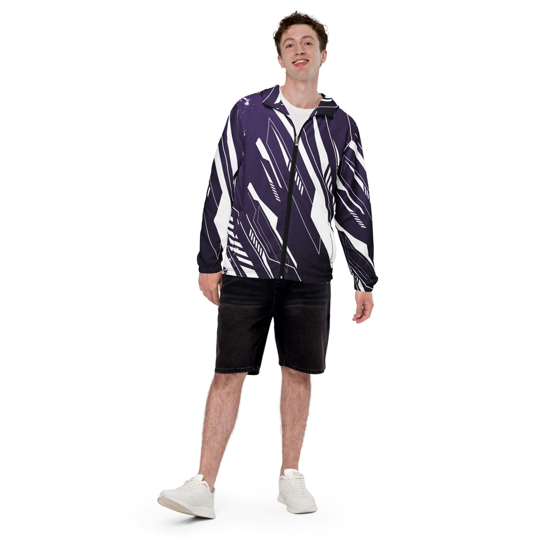 Men’s Windbreaker - Purple-White Machine