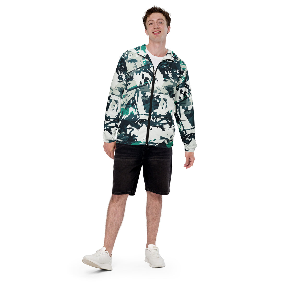 Men’s Windbreaker - White-Green Field