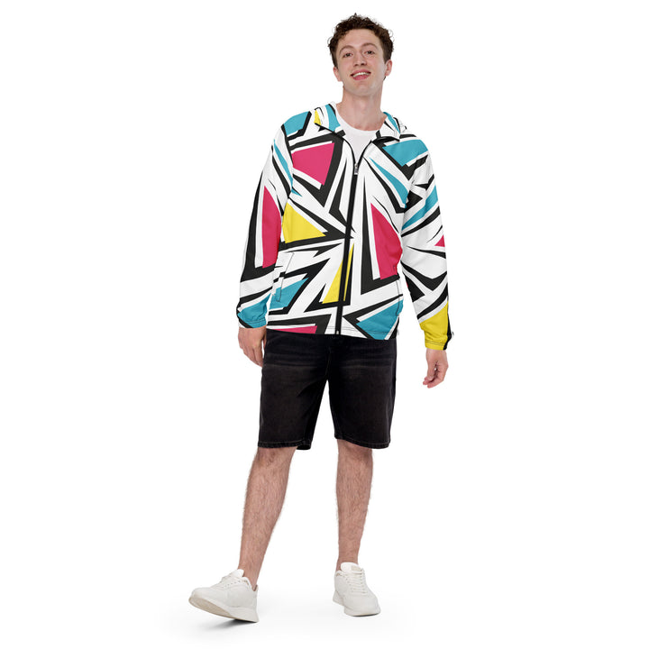 Men’s Windbreaker - White-Pink Tiles