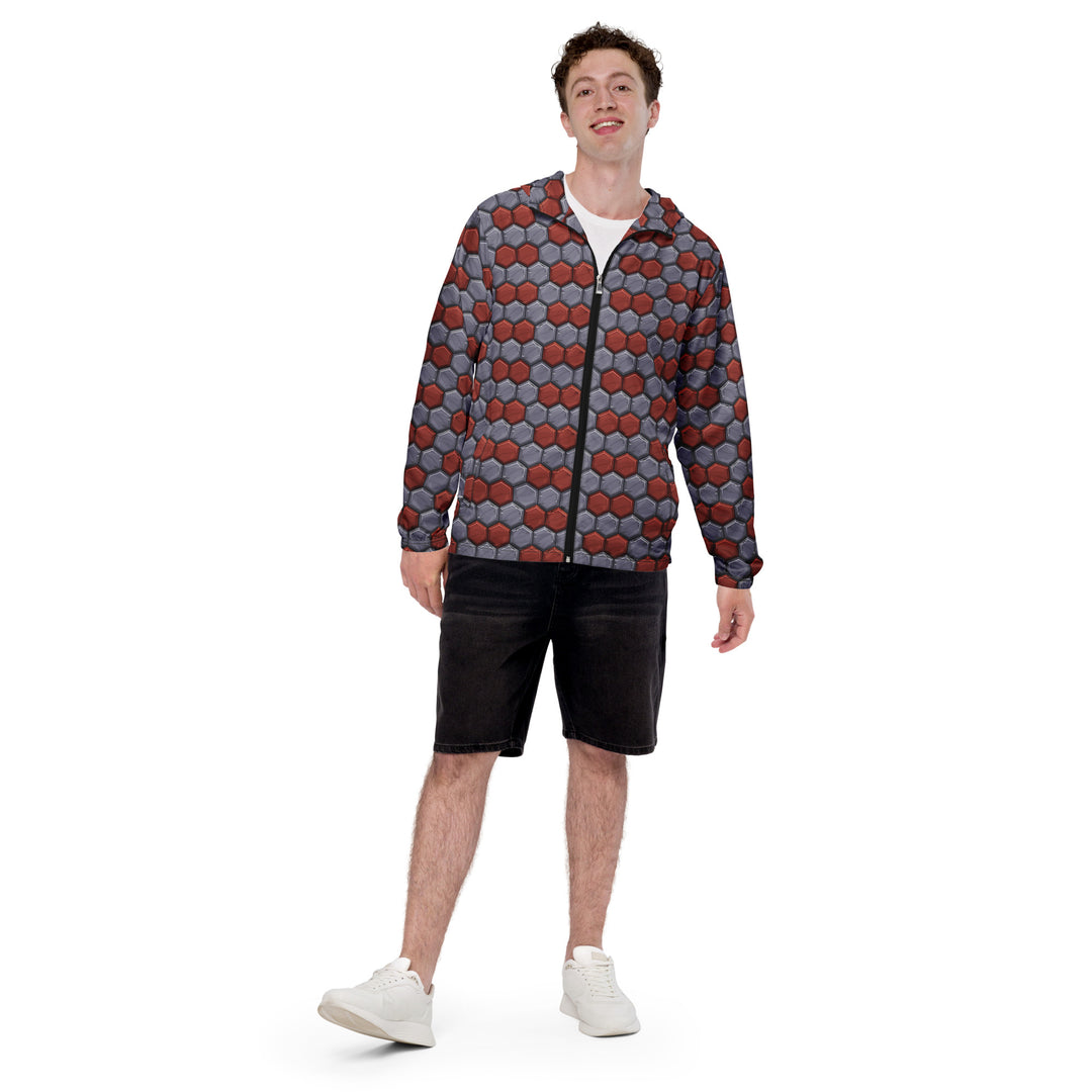 Men’s Windbreaker - Red-Grey Comb