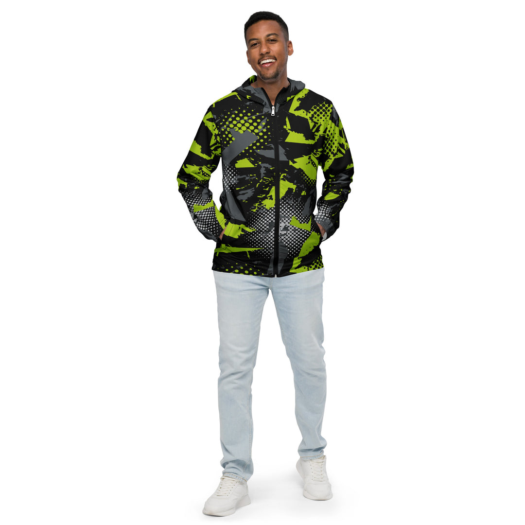 Men’s Windbreaker - Green-Black Stains