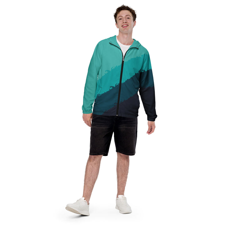 Men’s Windbreaker - Black-Turquoise Gradient