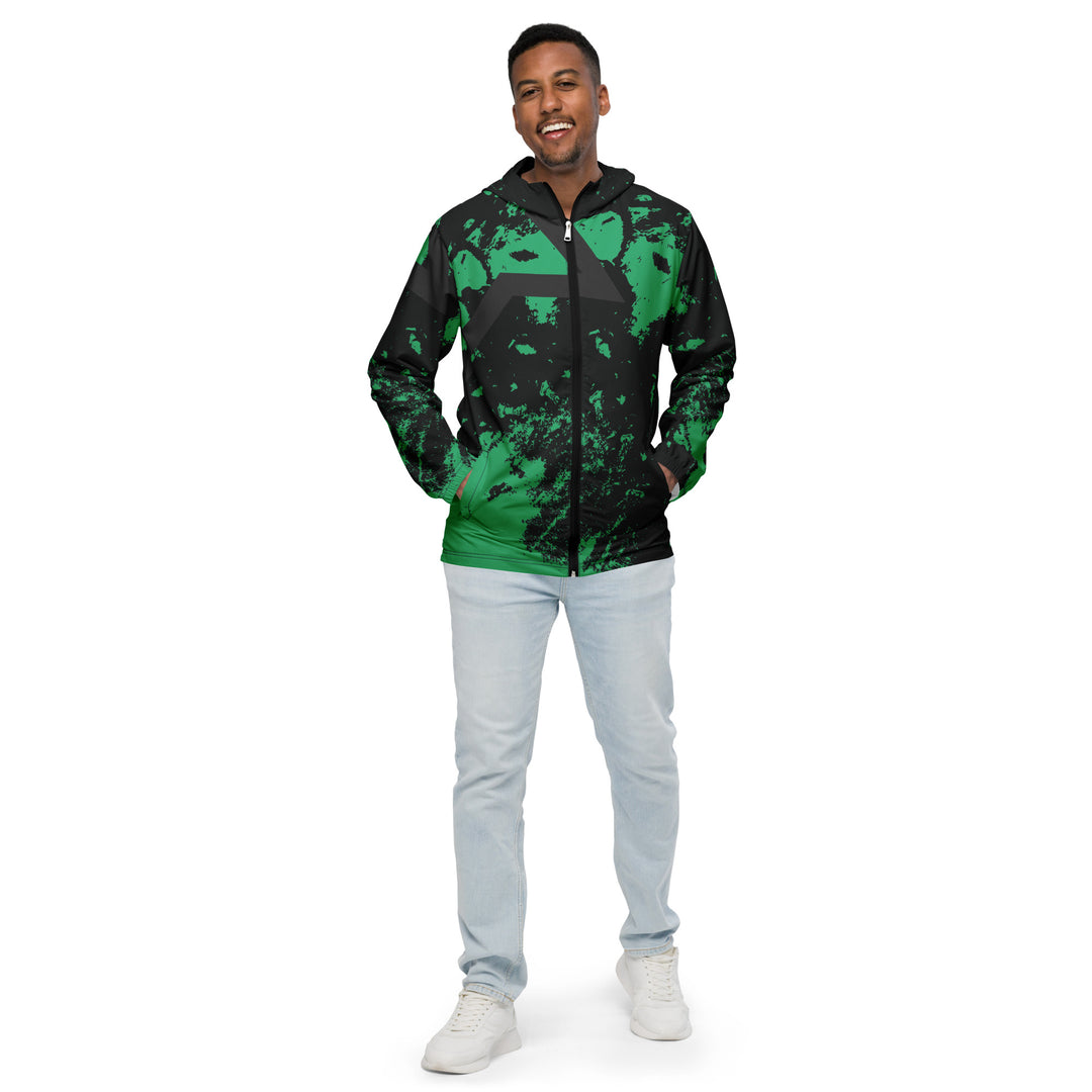 Men’s Windbreaker - Black-Green Scene