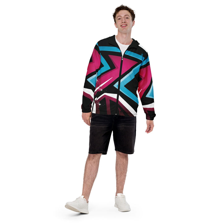 Men’s Windbreaker - Blue-Pink Star