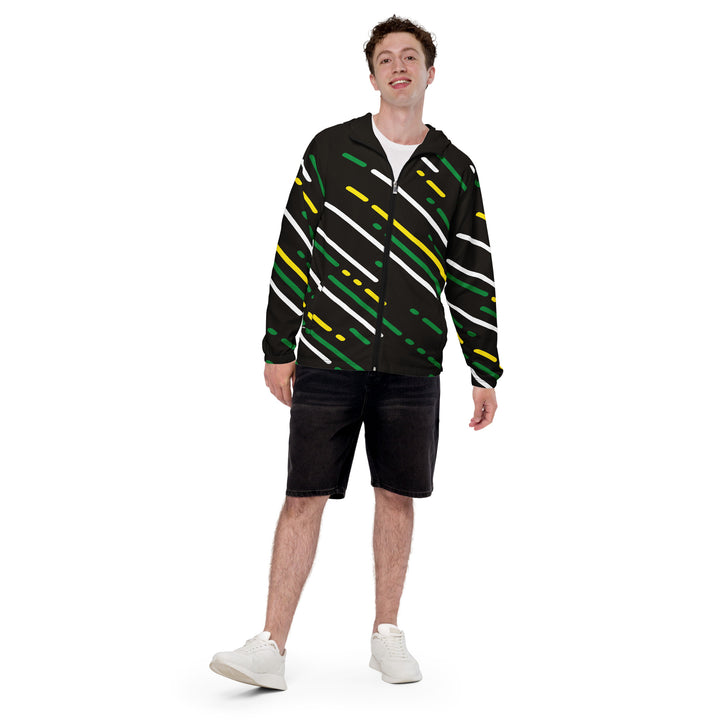 Men’s Windbreaker - Black-Green Lines