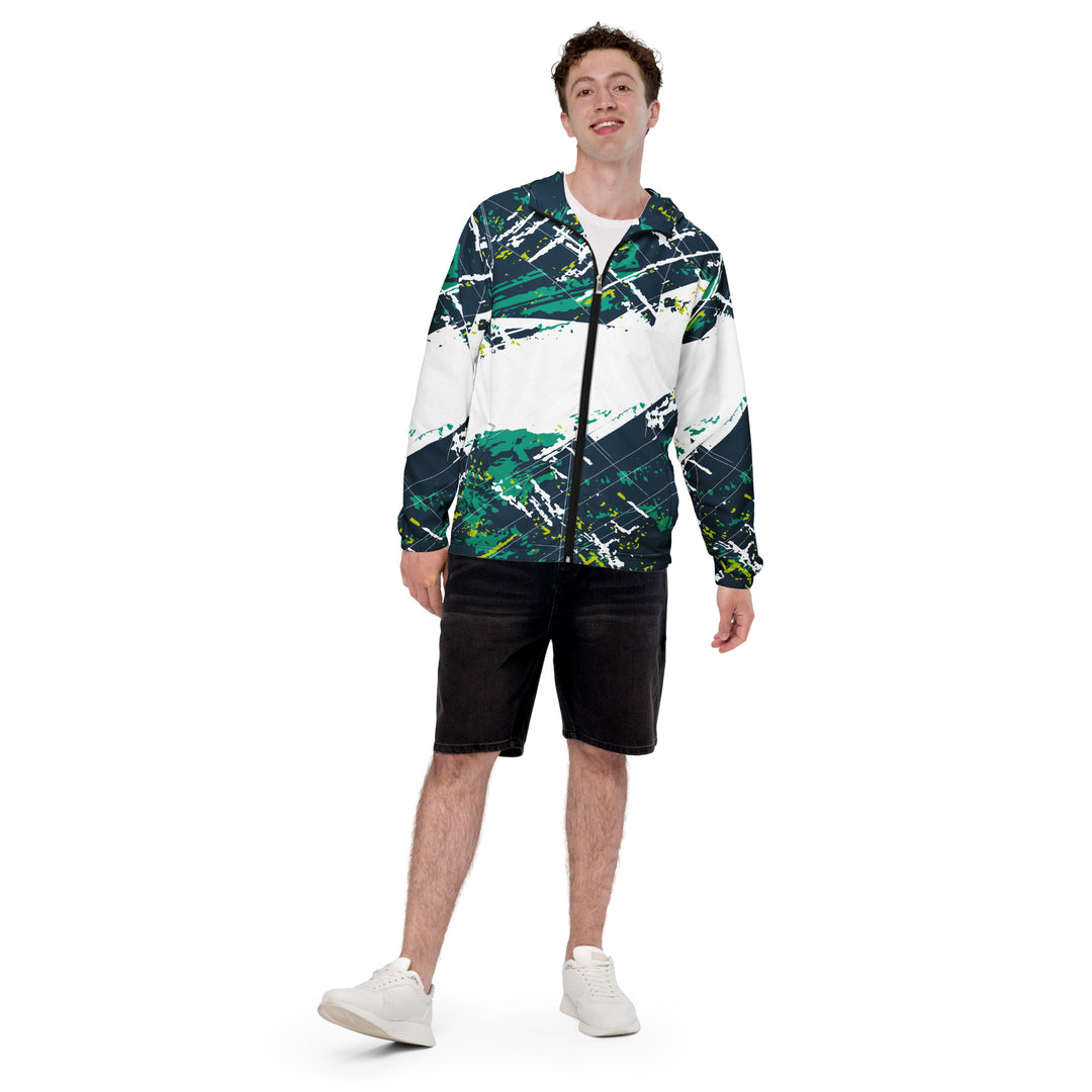 Men’s Windbreaker - Green-White Bullet