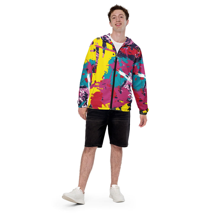 Men’s Windbreaker - Yellow-Pink Tangle