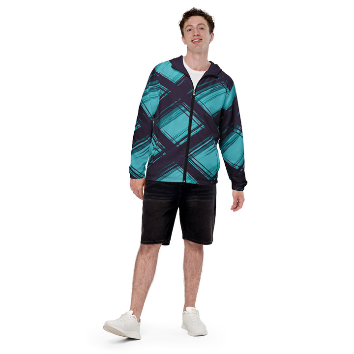 Men’s Windbreaker - Black-Turquoise Panel