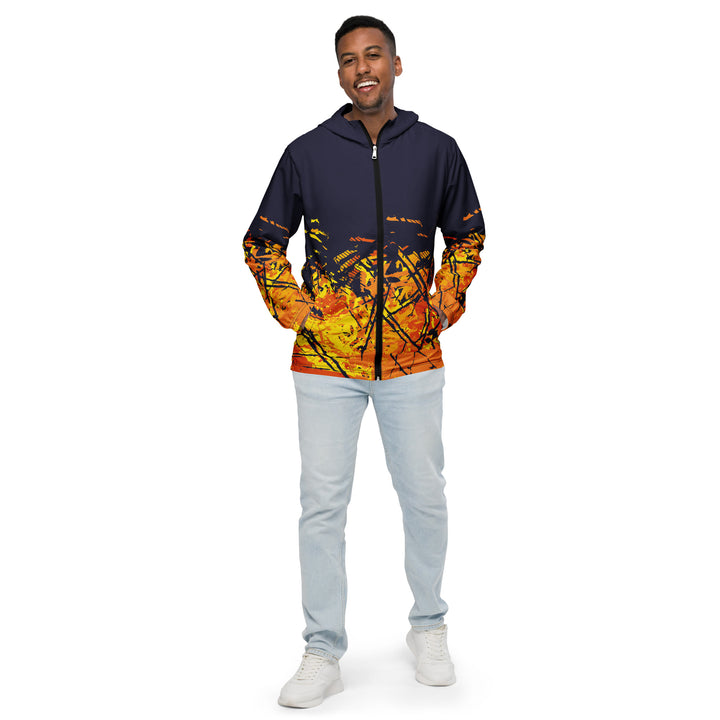 Men’s Windbreaker - Blue-Orange Fire