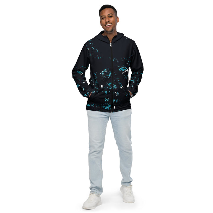 Men’s Windbreaker - Black-Turquoise Hidden